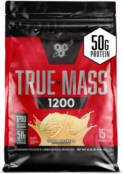 BSN True Mass Weight Gainer Muscle Mass Gainer with Whey and Casein Protein for Post Workout 4,65 Kg