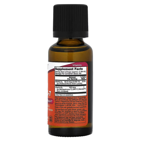 NOW Foods Liquid D-3 & MK-7 K2 2500 IU 30 ml