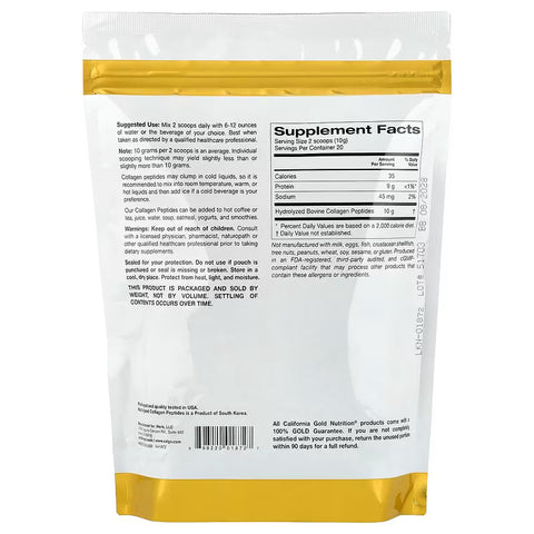 California Gold Nutrition Hydrolyzed Collagen Hair Skin & Nails Type I & III, Unflavored 200 Gr