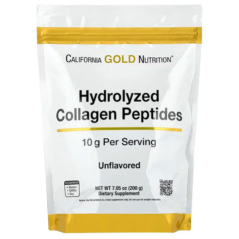 California Gold Nutrition Hydrolyzed Collagen Hair Skin & Nails Type I & III, Unflavored 200 Gr