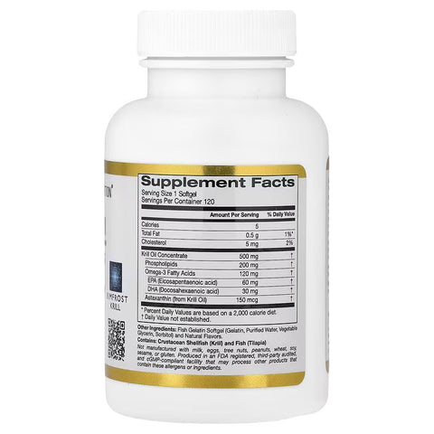 California Gold Nutrition Antarctic Krill Oil Omega-3 EPA DHA Phospholipids Astaxanthin 120 Fish Gelatin Softgels