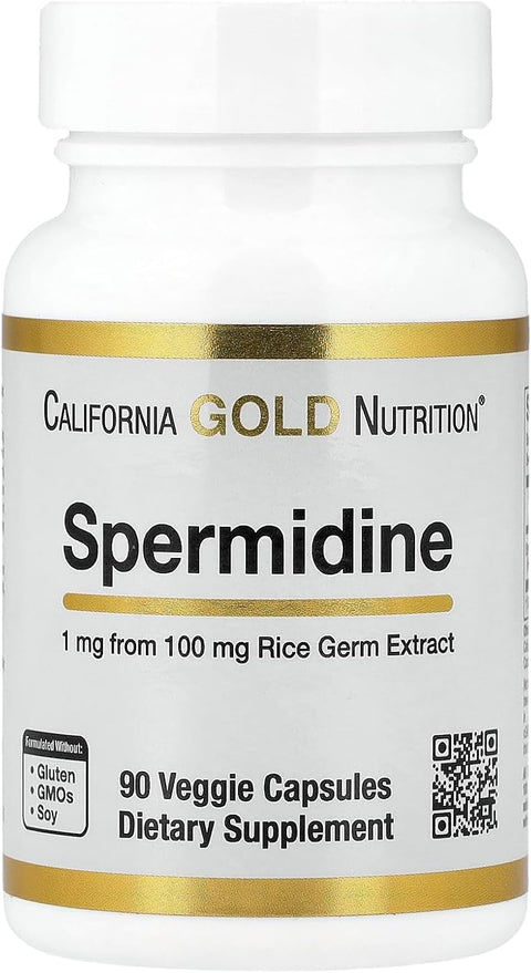 California Gold Nutrition Spermidine Rice Germ Extract cellular health & healthy aging 1 mg, 90 Veggie Caps