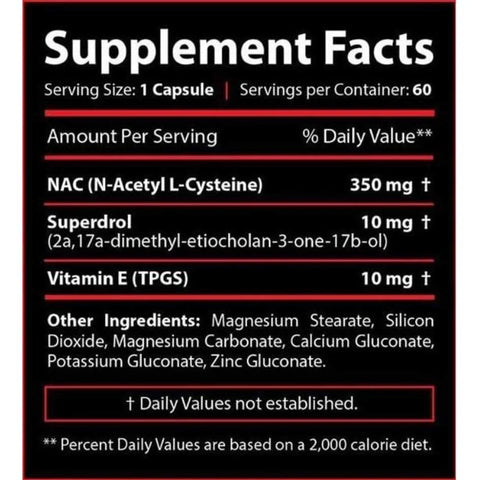 Core Labs X SuperDrol+Nac N-Acetyl Cysteine+Vitamin E 60 caps