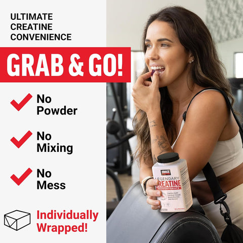 Force Factor Legendary Creatine Monohydrate Memory & Cognitive Sugar Free, Berry Blast 60 Chews