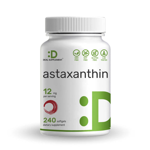 Deal Supplement Astaxanthin Antioksidan Brain Health Eyes Skin Anti-Aging 12mg 240 Mini Softgels