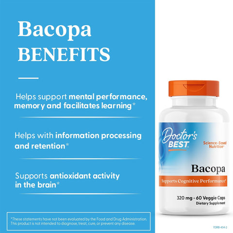 Doctors Best Bacopa with Synapsa Supports Cognitive memory 60 Veggie Caps