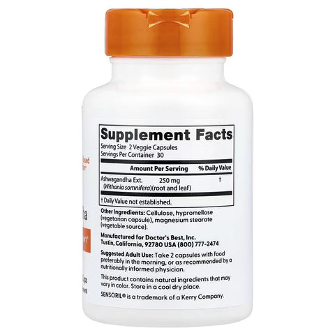 Doctor's Best Ashwagandha with Sensoril Stress Focus and mood support 60 Veggie Caps