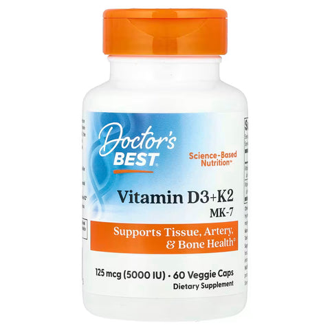 Doctor's Best Vitamin D3 + K2 MK-7 5000 IU 60 Veggie Caps