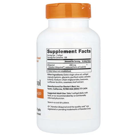 Doctor's Best Kaneka Ubiquinol  Coenzyme Coq10 Q10 200 mg 120 Softgels