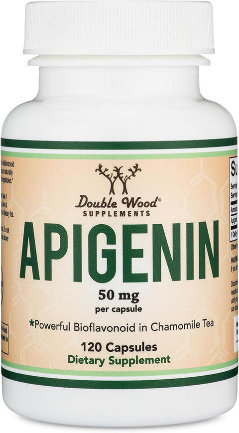 Double Wood Apigenin Bioflavonoid Found in Chamomile Tea for Relaxation, Sleep 120 Caps