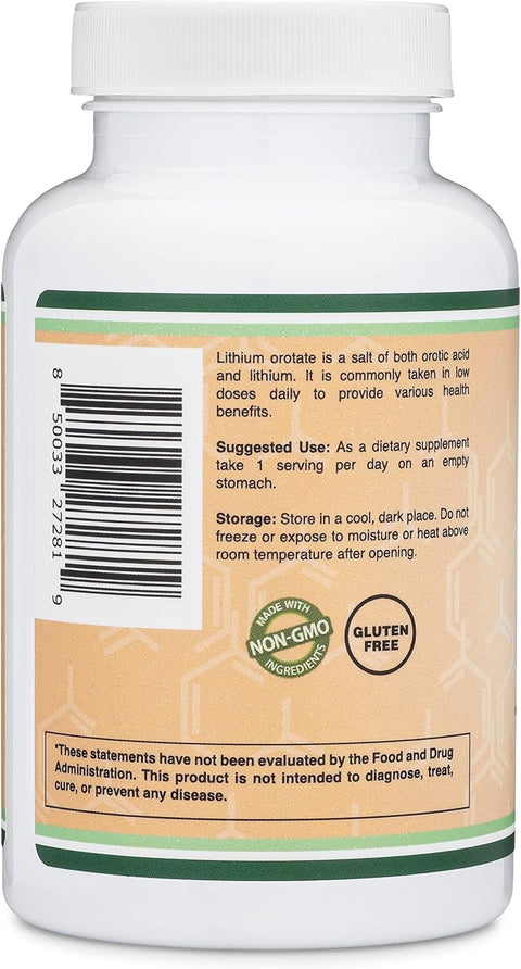 Double Wood Lithium Orotate 5 mg Cognition and Brain Health 210 Caps