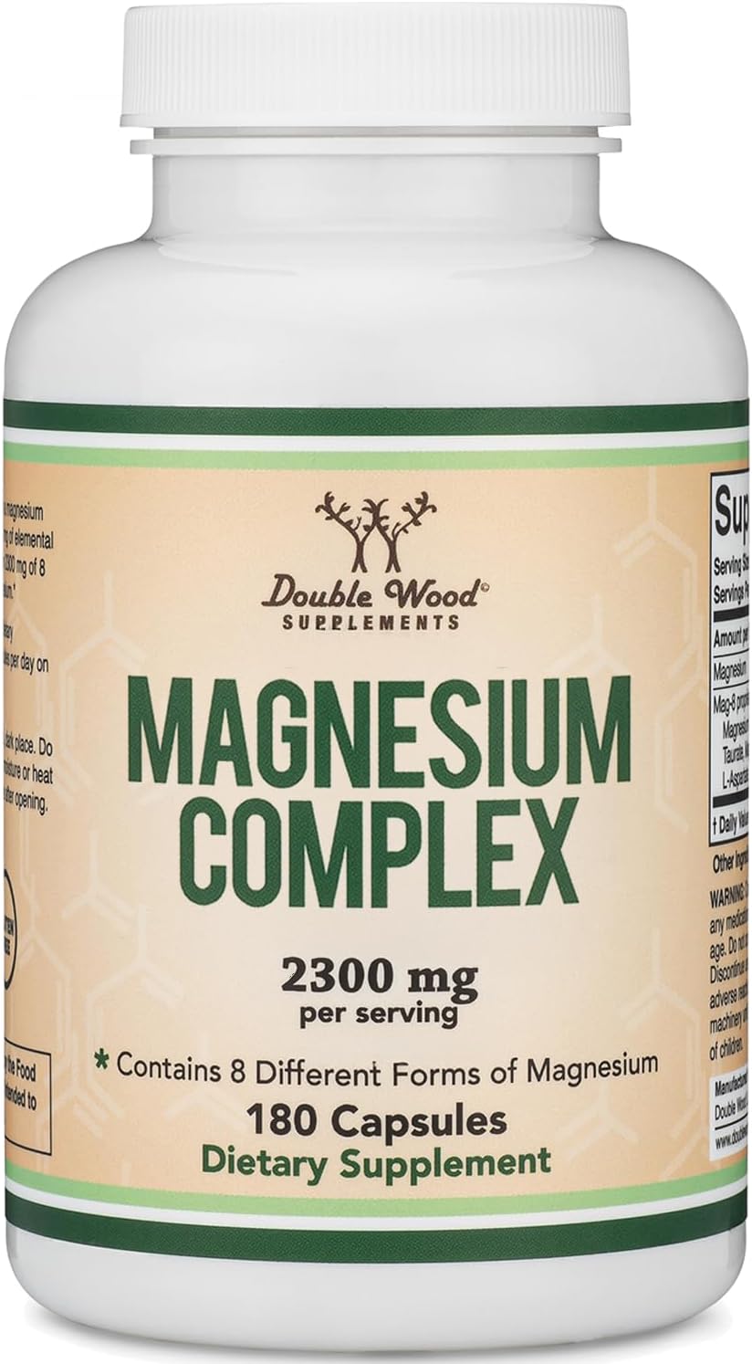 Double Wood Magnesium Complex Citrate Bisglycinate Taurate Malate L-Aspartate Orotate and Ascorbate 180 Caps