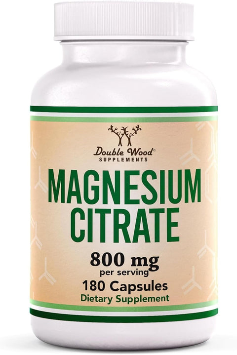 Double Wood Magnesium Citrate Digestion & Constipation Support Vegan 800mg 180 Caps