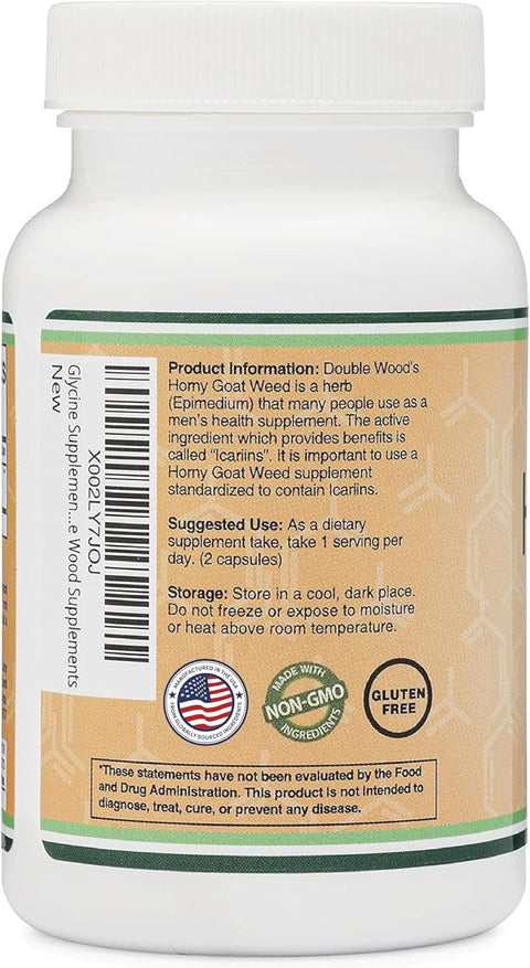 Double Wood Horny Goat Weed Men Women Max Strength Epimedium Male Enhancing 1,000mg 90 Caps