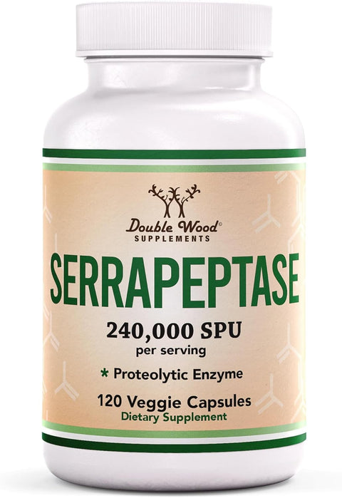 Double Wood Serrapeptase 240,000 Proteolytic Hearth Enzyme Joint Health 120 Caps