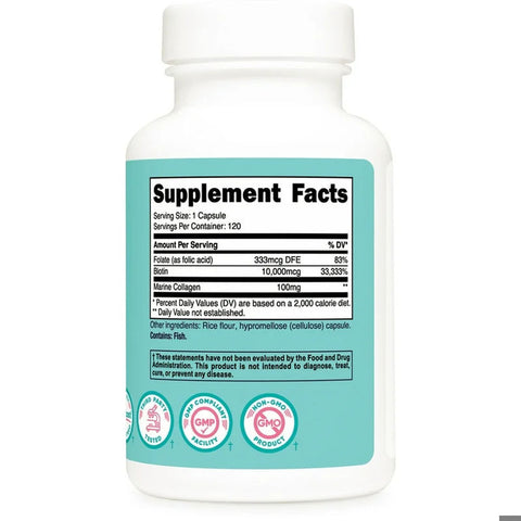 Nutricost Biotin+Collagen+Folate for Women 10,000mcg 120 Caps (Bayanlara özel)