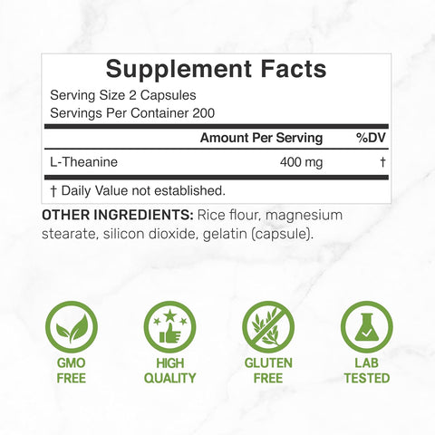 Deal Supplement L-Theanine 400mg Extra Strength Amino Acids for Focus & Relaxation Support 400 Caps