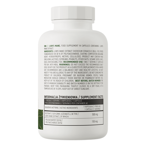 OstroVit Lion's Mane (Aslan Yelesi Özü)  VEGE 500 mg 60 capsules