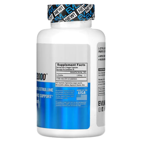 EVLution Nutrition L-Citrulline 2000 90 Veggie Caps