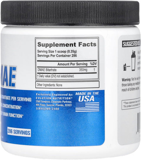 EVLution Nutrition DMAE Brain & Cognitive Mental Concentration Support 286 servis