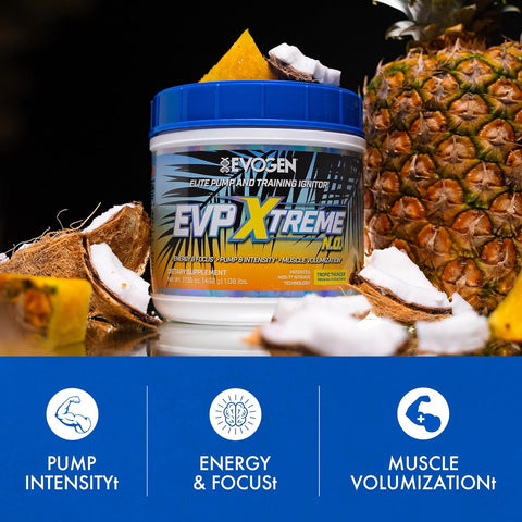 Evogen EVP Xtreme NO - Sugar Free PreWorkout with Beta Alanine Creatine and Caffeine for Energy Pump Tropic Thunder