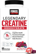 Force Factor Legendary Creatine Monohydrate Memory & Cognitive Sugar Free, Berry Blast 60 Chews