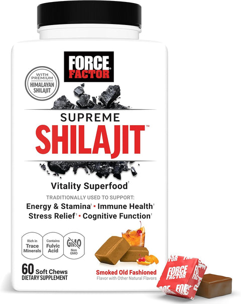 Force Factor Supreme Shilajit, Premium Himalayan Shilajit Trace Mineral Immune Health 60 Chews
