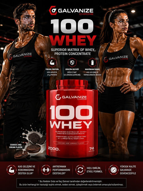 Galvanize Nutrition 100 Whey Protein 74 Servis 2000 gr Kurabiye - Supplementhane