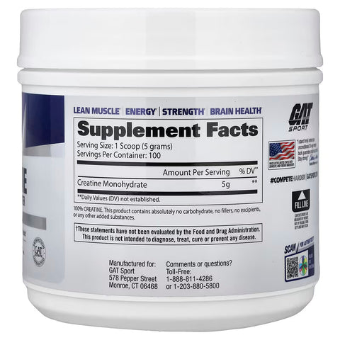 GAT Sport Essentials Creatine Powder Unflavored 500 g