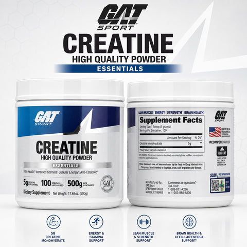 GAT Sport Essentials Creatine Powder Unflavored 500 g