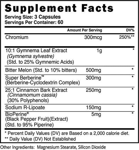 BlackStone Labs Glycolog 10:1 Gymnema Leaf , Super Berberine , Bitter melon Blood Sugar 180 Caps