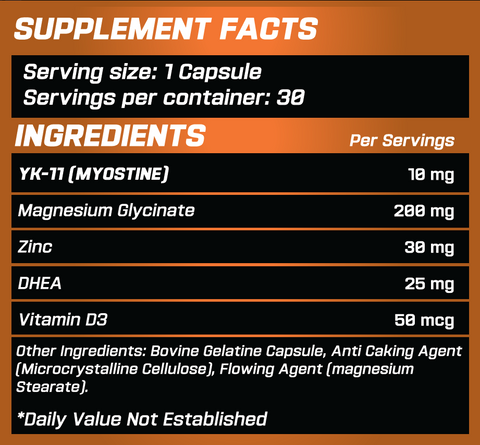 GRIMLABS HELLSING YK11+DHEA+ZİNC 10 MG 30 SERVINGS MYOSTATIN INHIBITOR