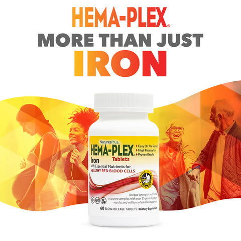 NaturesPlus Hema-Plex + Iron +Niacin+Copper+Selenium+Benfotiamine 60 Fast-Acting Softgels