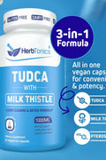 Herbtonics TUDCA Gallbladder Milk Thistle & Pterostilbene Bile Salt for Liver Cleanse Detox Healthy Bile Flow, and Digestive Health 60 Caps - Supplementhane
