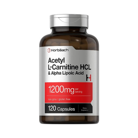 Horbaach Acetyl L-Carnitine HCL & Alpha Lipoic Acid 1200mg per serving 120 Capsules