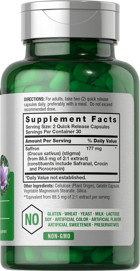 Horbäach Saffron Extract Caps 177 mg 60 Pills for Women and Men