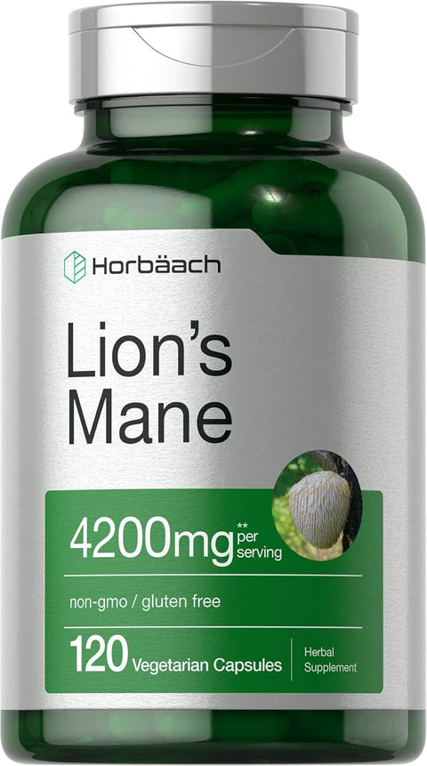 Horbäach Lions Mane Mushroom Extract 4200 Mg 120 Caps