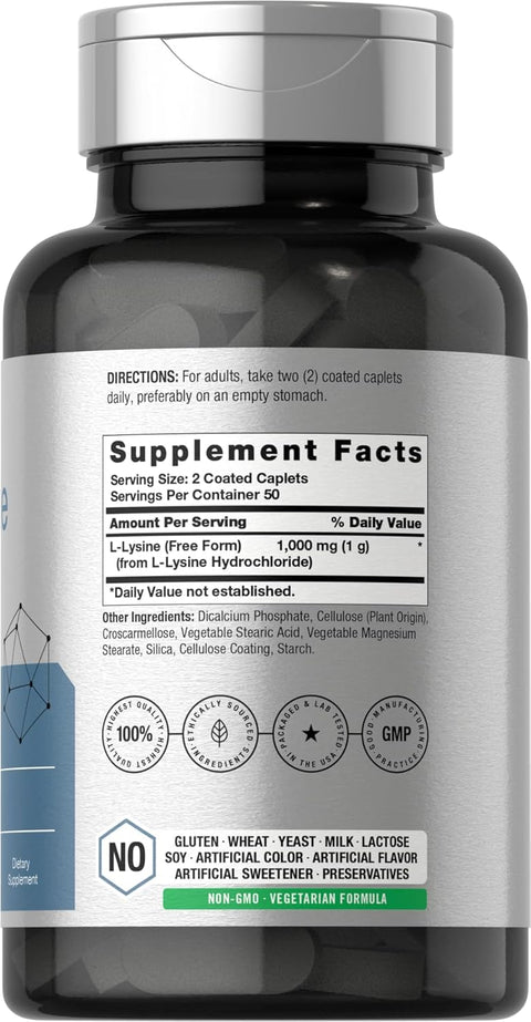 Horbäach L-Lysine Lizin 1000mg Essential Amino Acid 100 Tablet