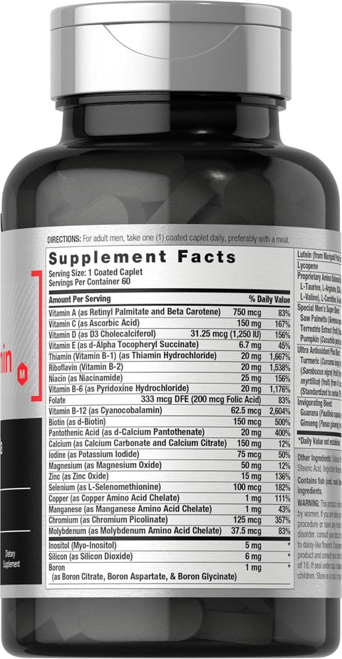 Horbäach Mens Multivitamin with Vitamin C, D, Magnesium, Minerals 60 Caplets
