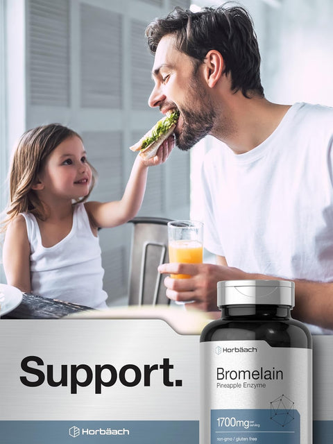 Horbäach Bromelain 1700 mg Supports Digestive Health Pineapple Enzyme 120 Caps