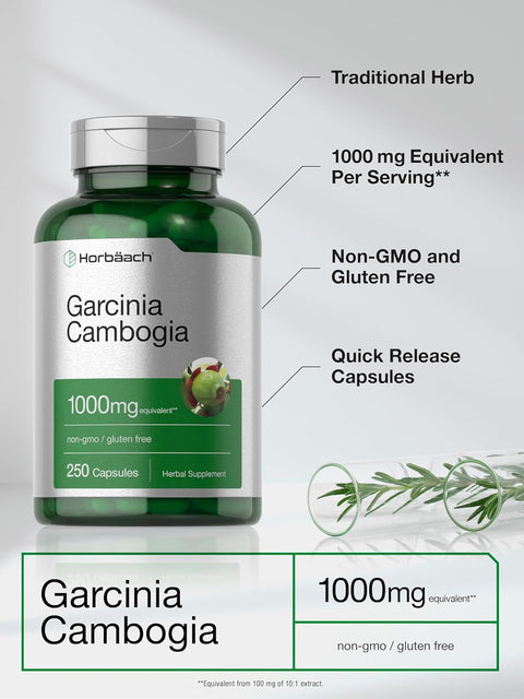 Horbaach Garcinia Cambogia Appetite Control Weight loss 1000mg 250 Caps