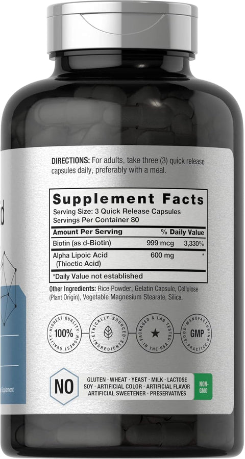 Horbäach Stabilized Alpha Lipoic Acid with Biotin Optimizer 600mg 240 Caps