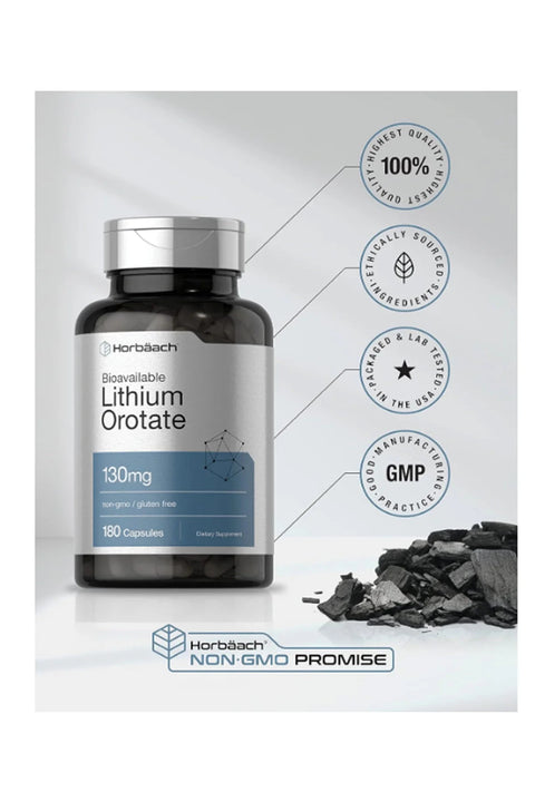 Horbaach Lithium Orotate 130mg 180 Capsules