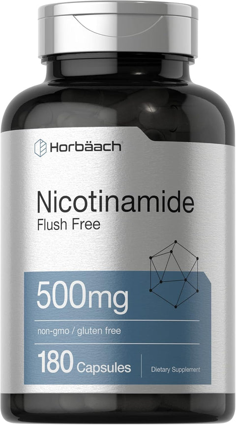 Horbäach Nicotinamide B3 Niacin Flush Free Niacinamide 500mg 180 Caps