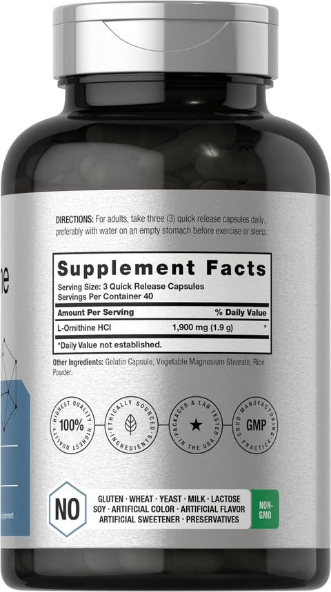 Horbaach L-Ornithine 1900mg per serving 120 Caps