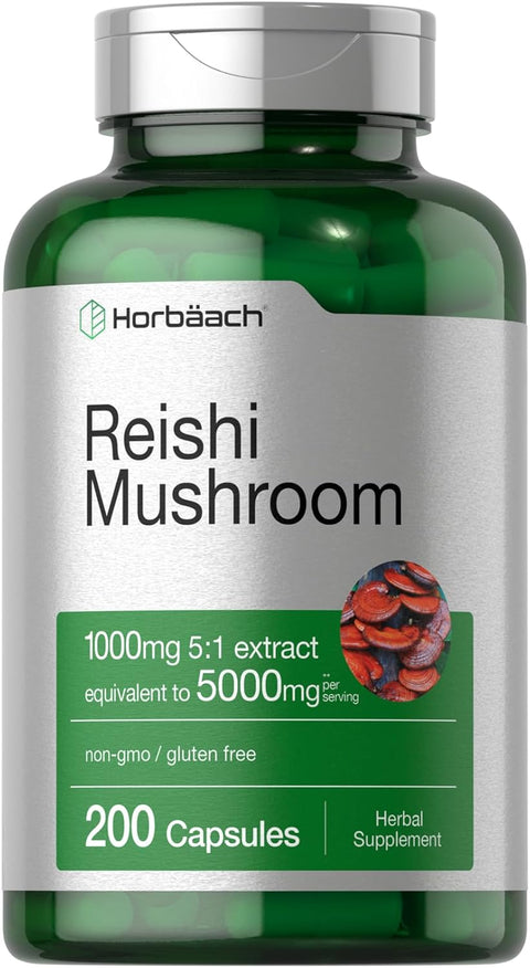 Horbäach Reishi Mushroom 1000mg 5:1 Extract 200 Caps
