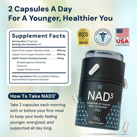 HPN NAD3 Clinical NAD+ Booster Cellular Health & Natural Energy