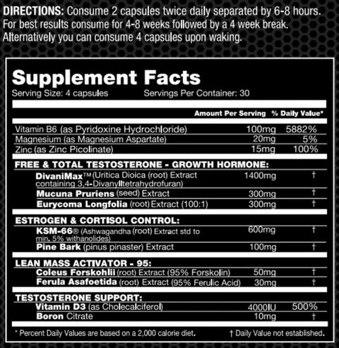 Performax Labs AlphaMax Test Booster Tribulus , Mucuna , Tongkat ali , Ksm66 Ashwagandha , Forskohli , Boron 120 Caps