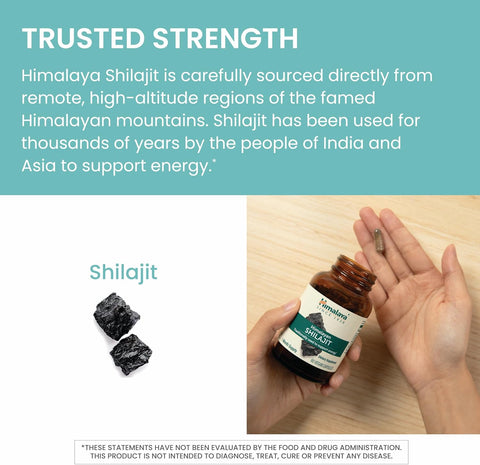 Himalaya Shilajit - Herbal Energy %60 Fulvic Acid and 85+ Trace Minerals from Shilajit Resin 250 mg 60 Caps