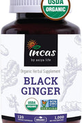 INCAS USDA Organic Thai Black Ginger Kaempferia Thai Ginseng for Men Libido booster 120 Vegan Caps - Supplementhane